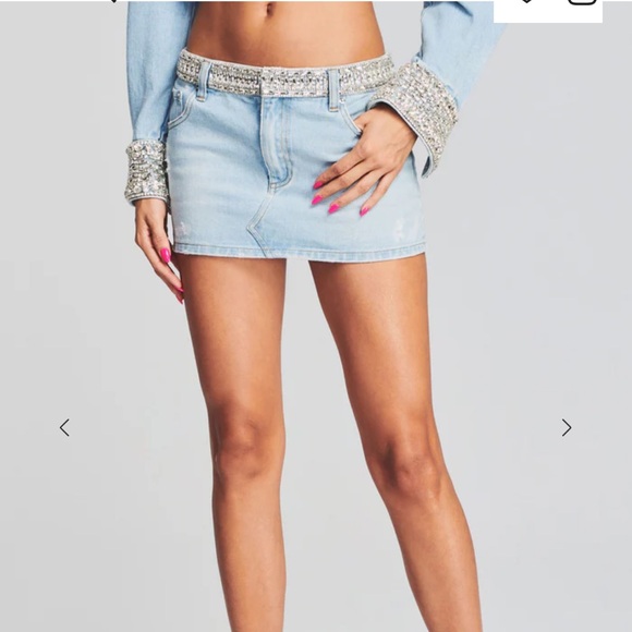 Retrofete Dresses & Skirts - Retrofete LOLITA EMBELLISHED DENIM MINI SKIRT